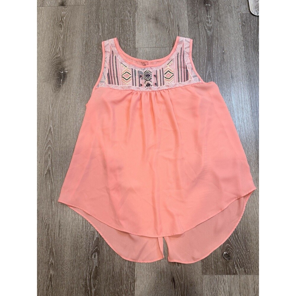 Women's A. Byer Medium Short Sleeve Peach Top-EUC - Picture 9 of 10